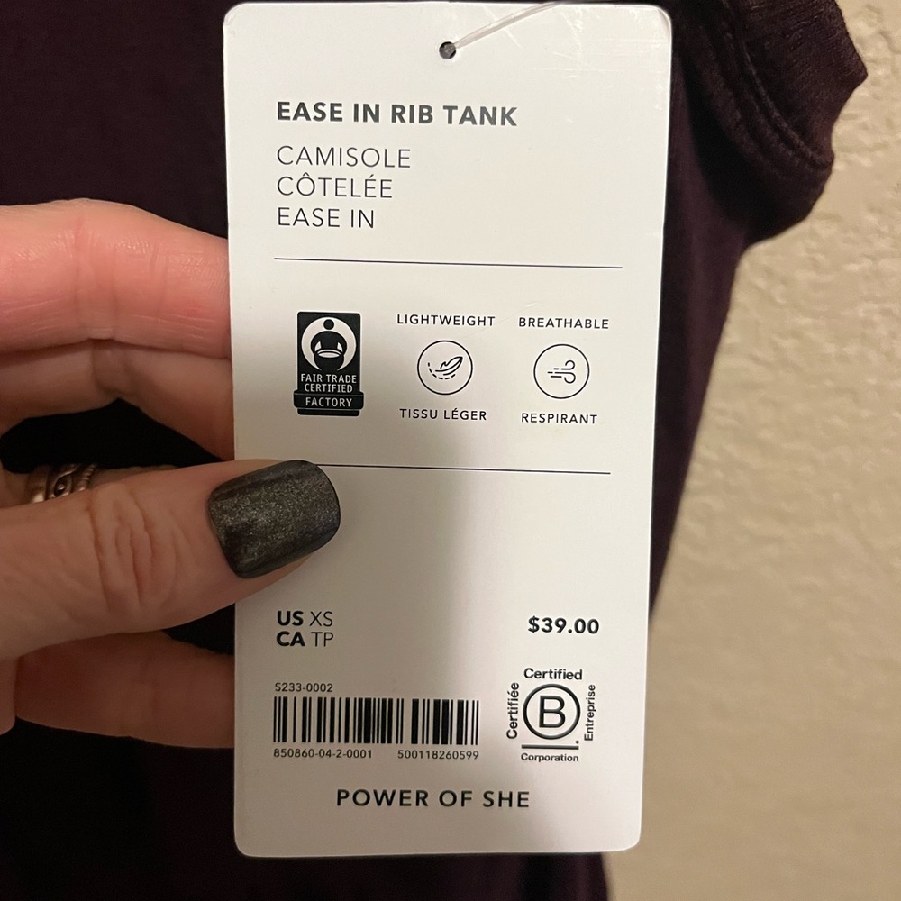 NWT Athleta Ease in Rib Tank Top - Rich Burgundy - Picture 2 of 4